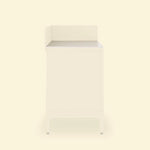 Module d'angle Pilotis avec plan de travail en céramique blanc.
::visuel:creme
