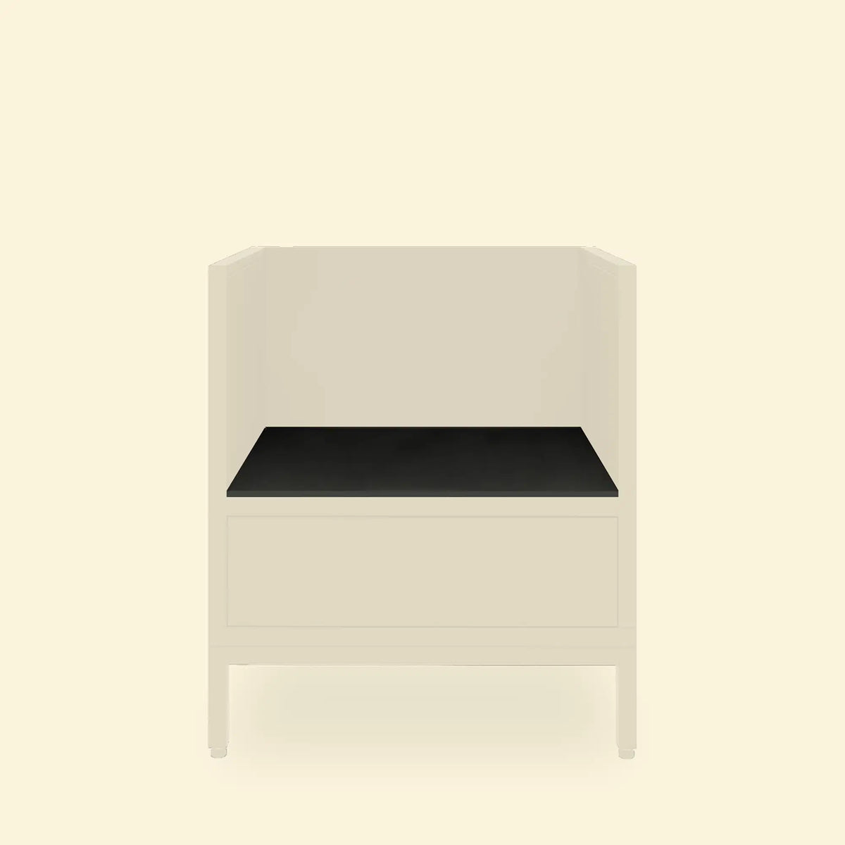 Modulo kamado Pilotis con piano di lavoro in ceramica nera.
::visuel:noir