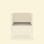 Modulo kamado Pilotis con piano di lavoro in ceramica bianca.
::visuel:creme