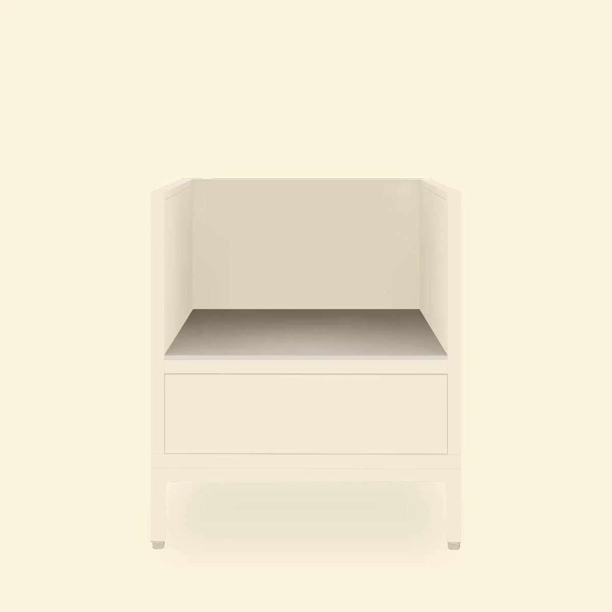 Modulo kamado Pilotis con piano di lavoro in ceramica bianca.
::visuel:creme