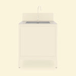 Module évier Pilotis blanc crème avec plan de travail en céramique claire et évier intégré
::visuel:creme