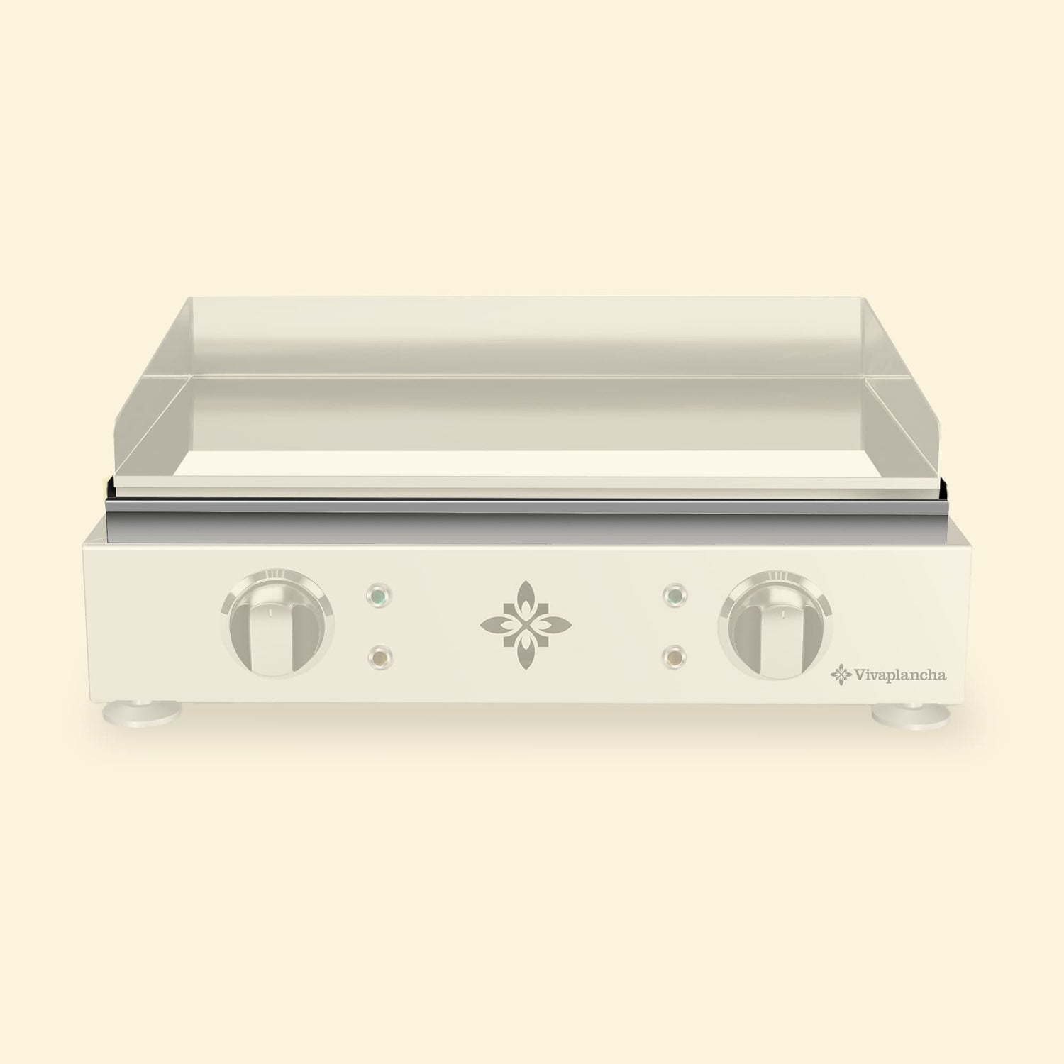 Messa in risalto del vassoio raccogligrassi della plancha Vivaplancha, mentre il resto dell’apparecchio è volutamente sfocato.