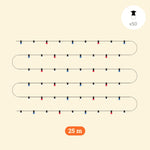 Guirlande lumineuse d’extérieur de 10 mètres avec 20 ampoules rondes transparentes sur câble noir, parfaite pour décorer terrasses, pergolas ou jardins avec une lumière douce et élégante.